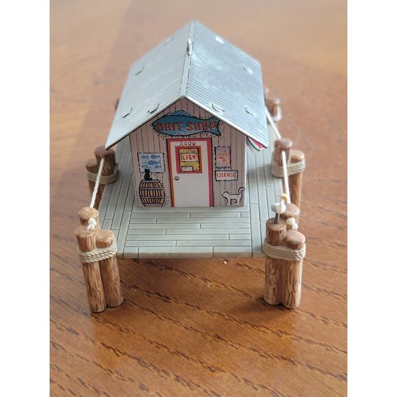 Hallmark Cards 2000 Bait Shop w/ Boat Nostalgic Metal Holiday Christmas Ornament - Picture 5 of 14